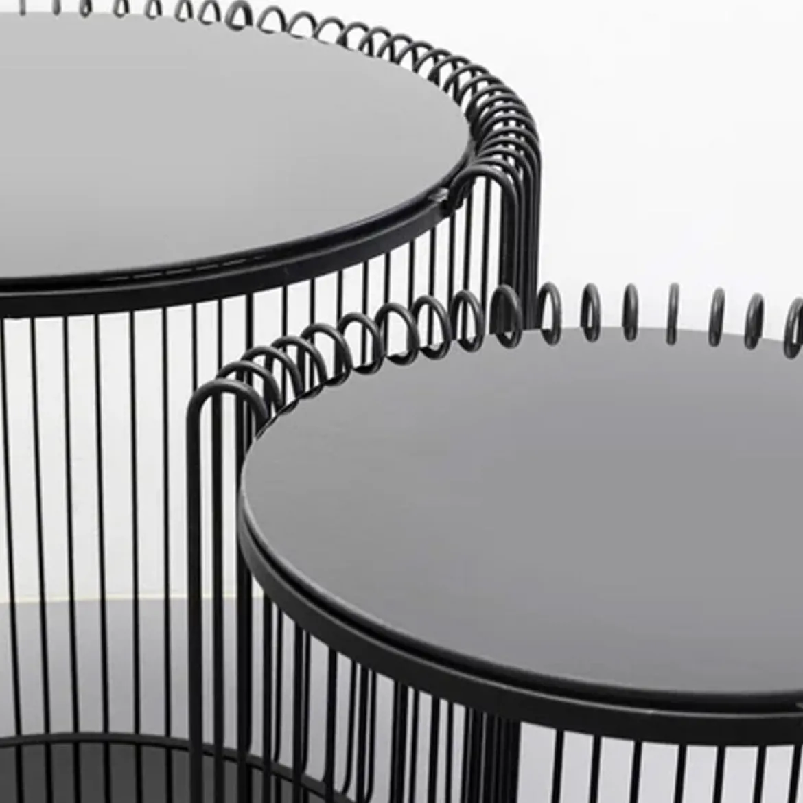 Ronde bijzettafel set met glas - Kare Design Wire Double