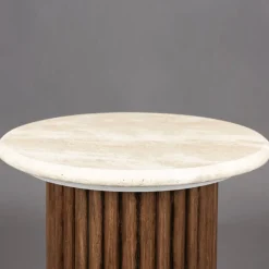Ronde bijzettafel travertin walnoot - Dutchbone Arda