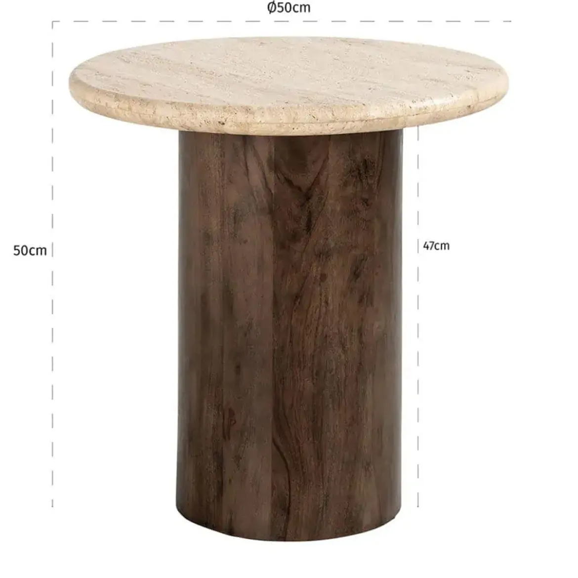 Ronde bijzettafel travertin - Richmond Interiors Douglas