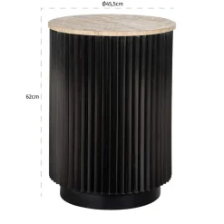 Ronde bijzettafel travertin en ribbelhout - Richmond Interiors Hampton
