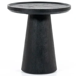 Ronde bijzettafel zwart mangohout - Eleonora Ron