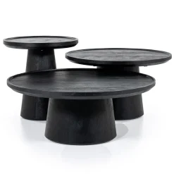 Ronde bijzettafel zwart mangohout - Eleonora Ron