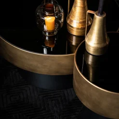 Ronde bijzettafel zwart met goud - By-Boo Bunga Small