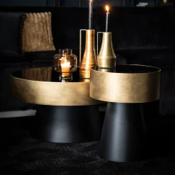 Ronde bijzettafel zwart met goud - By-Boo Bunga Small