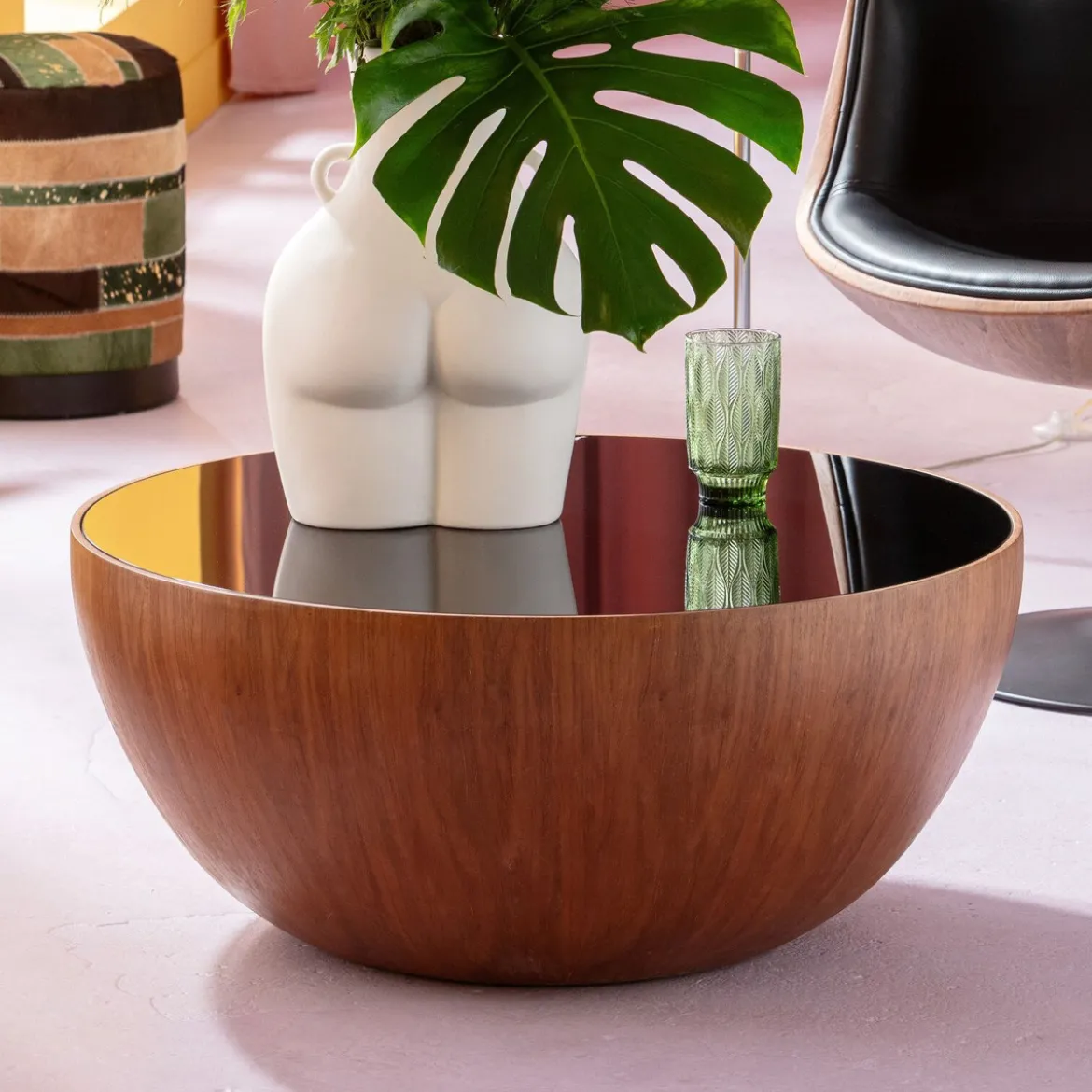 Ronde bol salontafel walnoot - Kare Design Tear Drops Walnut