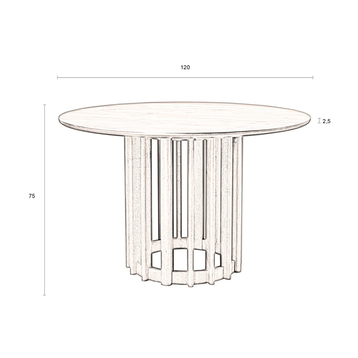 Ronde eettafel hout 120 cm - Dutchbone Barlet