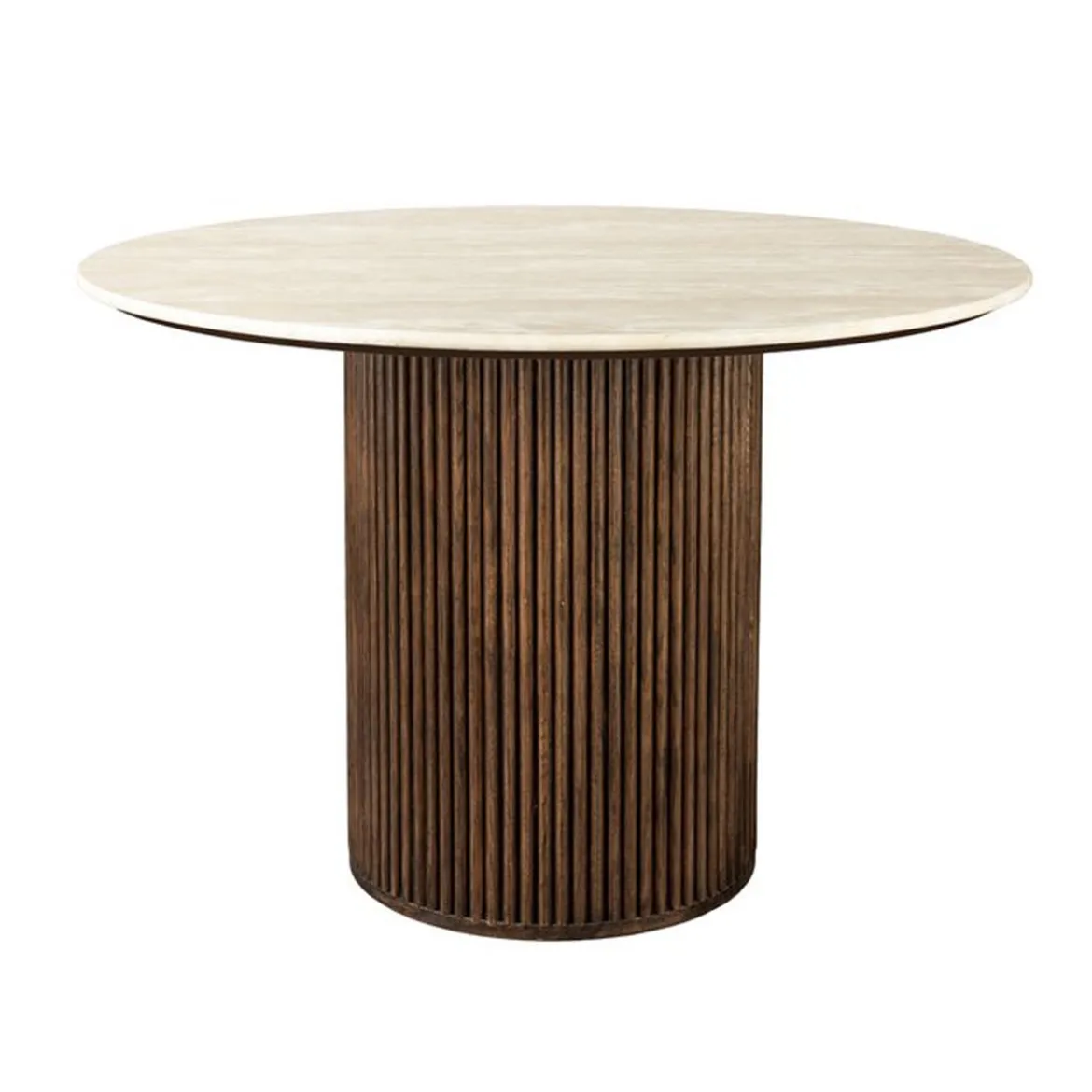 Ronde eettafel travertin walnoot - Dutchbone Arda