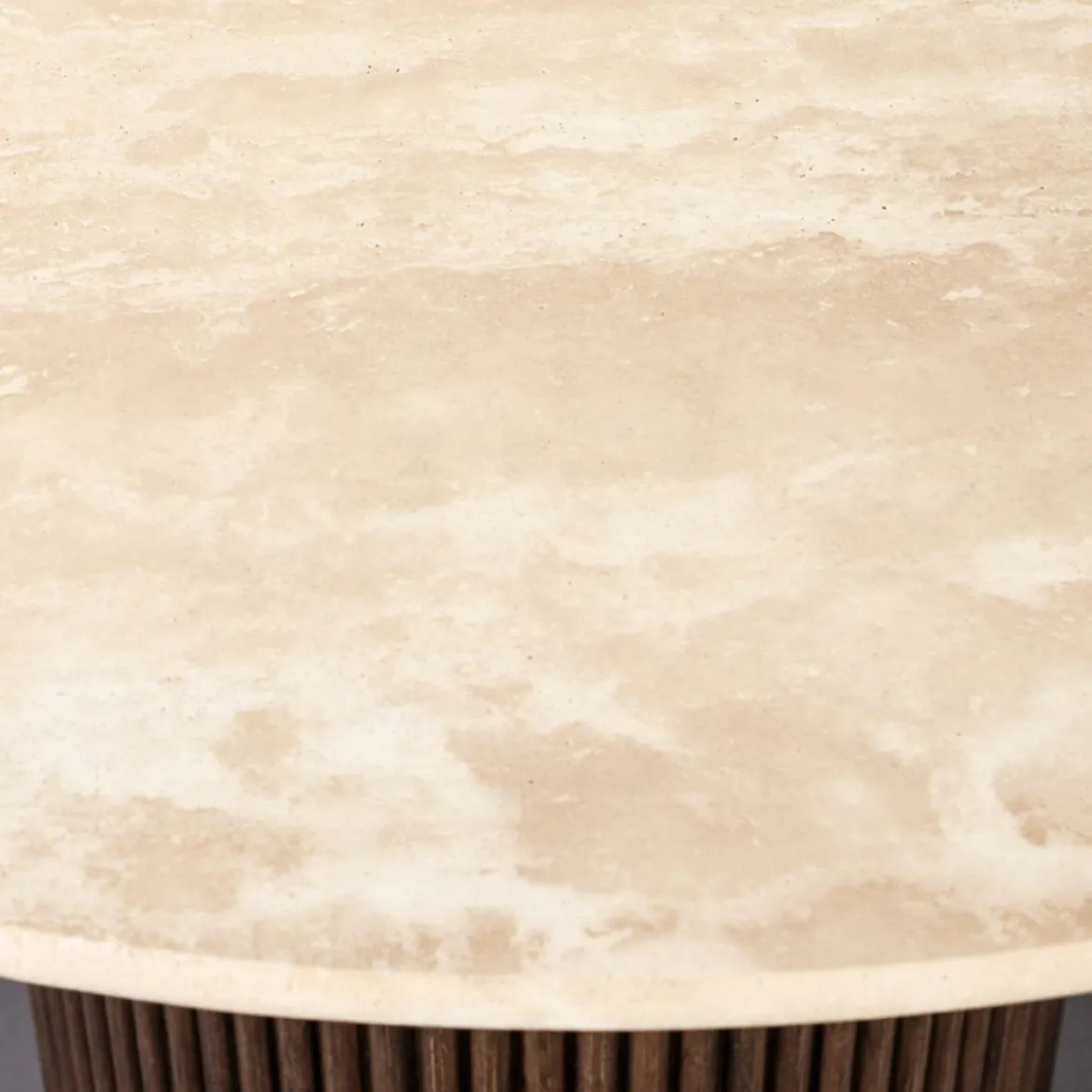 Ronde eettafel travertin walnoot - Dutchbone Arda