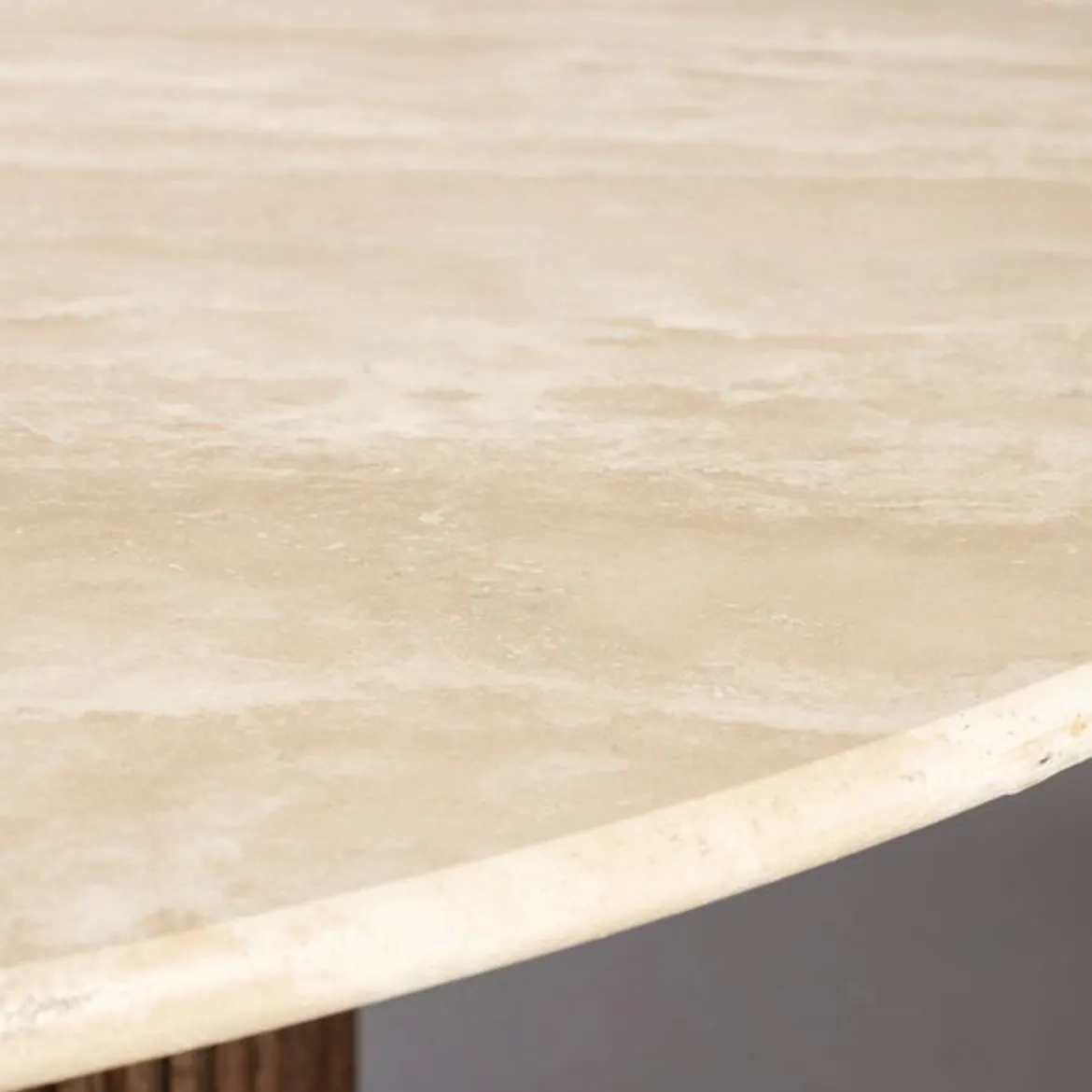 Ronde eettafel travertin walnoot - Dutchbone Arda