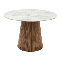 Ronde eettafel wit marmer en hout - Kare Design Grace