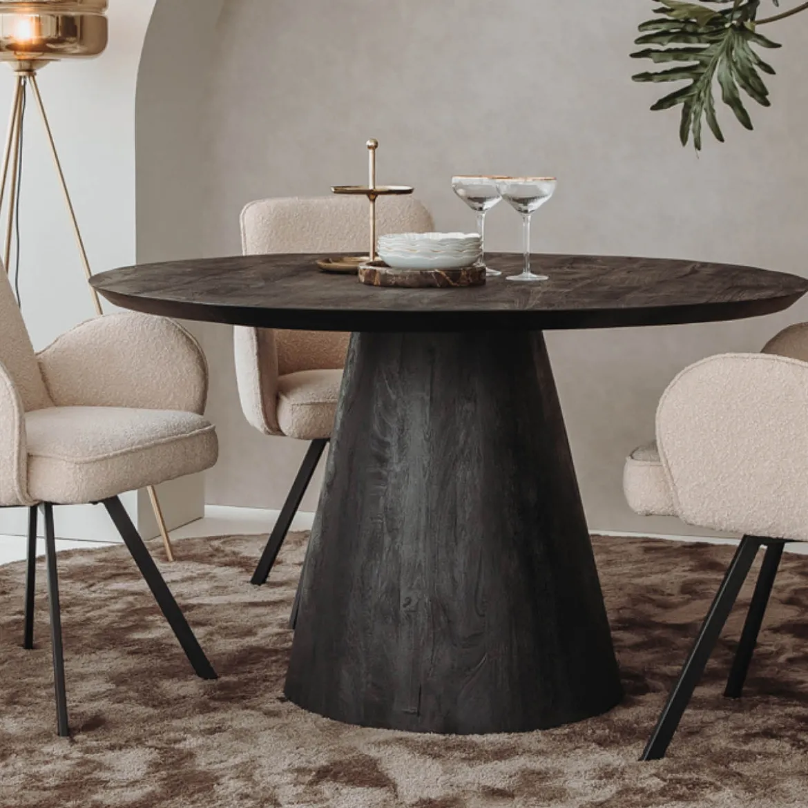 Ronde eettafel zwart hout - Tower Living Premana