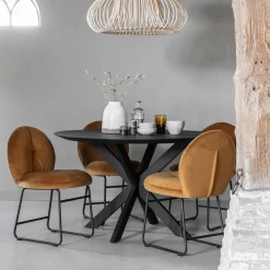 Ronde eettafel zwart teakhout - DTP Home Timeless Shape Black