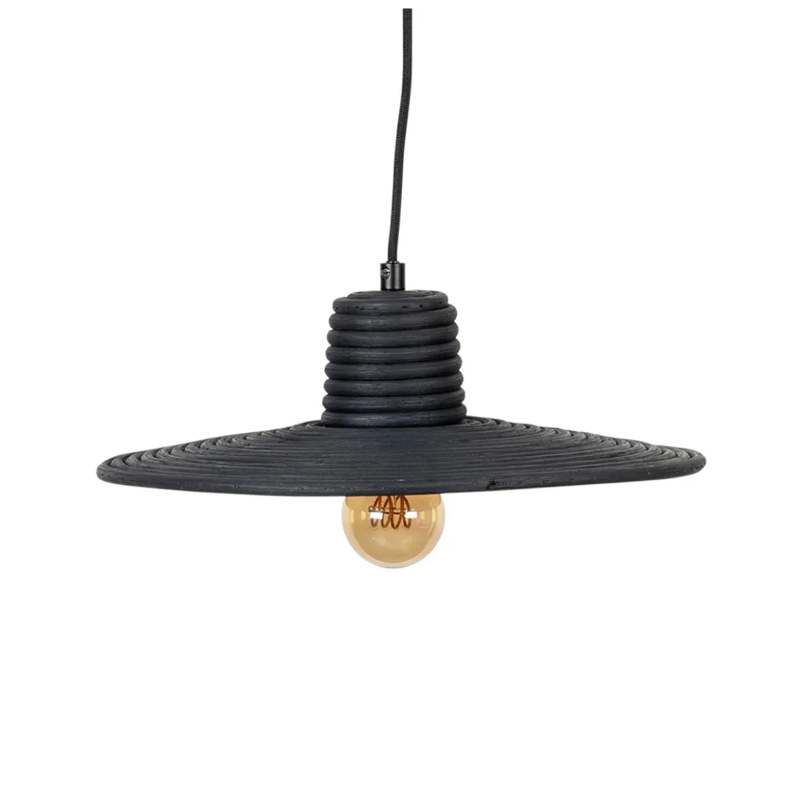 Ronde hanglamp zwart rotan - Zuiver Balance