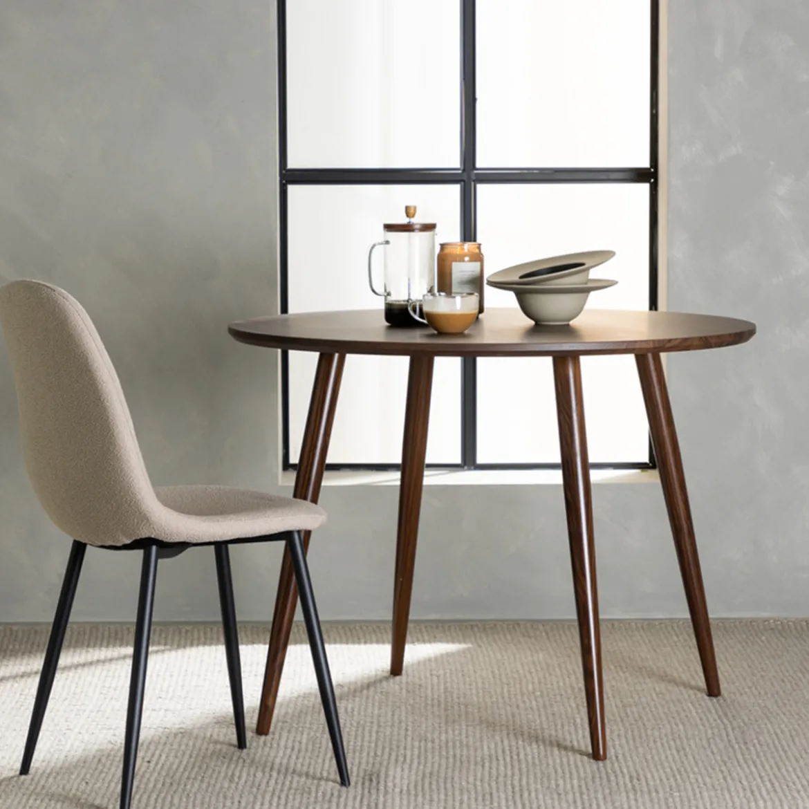 Ronde minimalistische eettafel bruin - Lavis Sanford