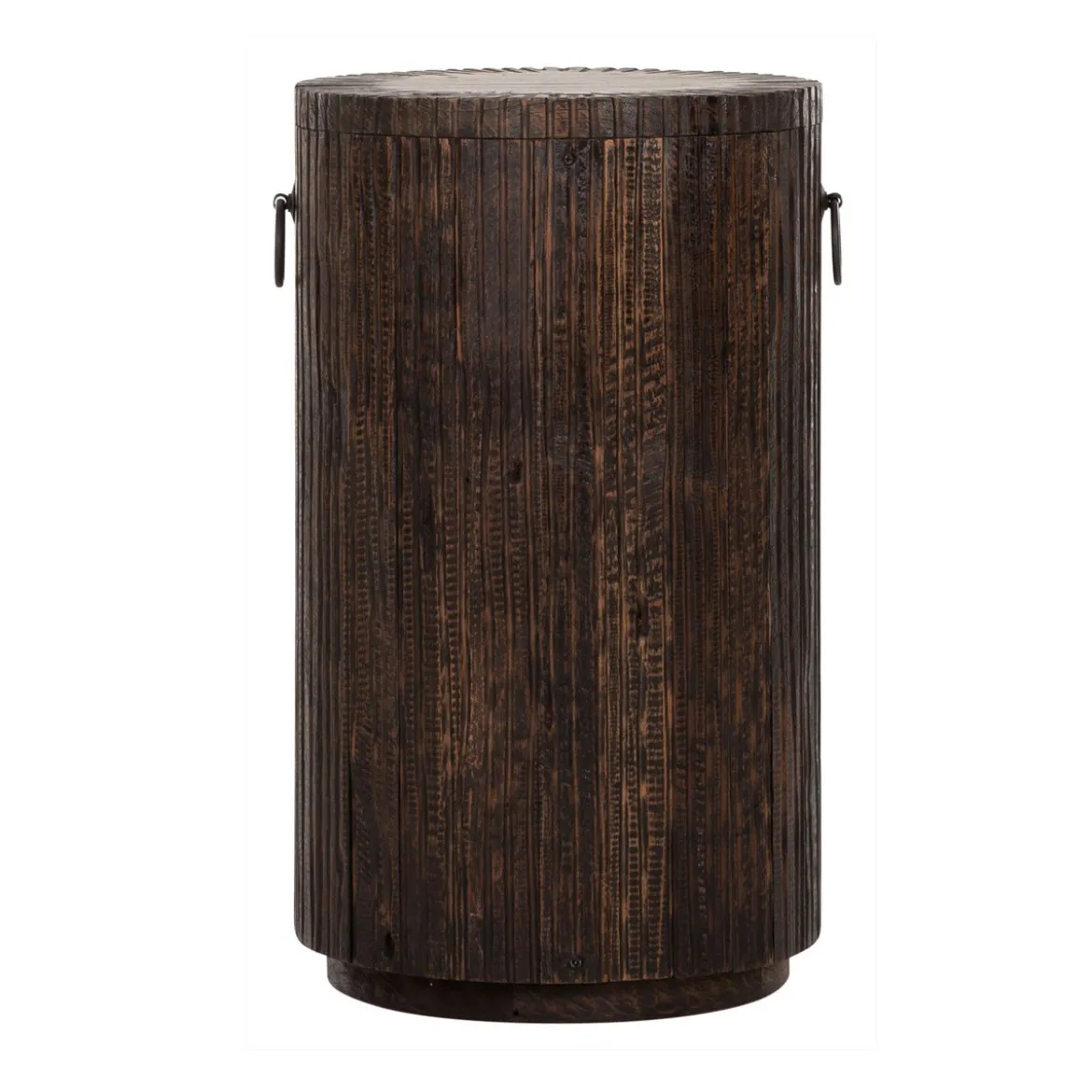 Ronde plantenzuil donker hout - Must Living Stripe