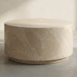 Ronde salontafel beige steen - Bodio Elsa