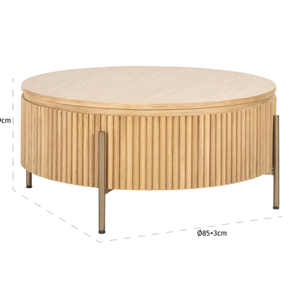 Ronde salontafel eiken met ribbels - Richmond Interiors Belfort