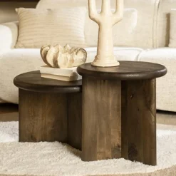 Ronde salontafel hout - By-Boo Leoti