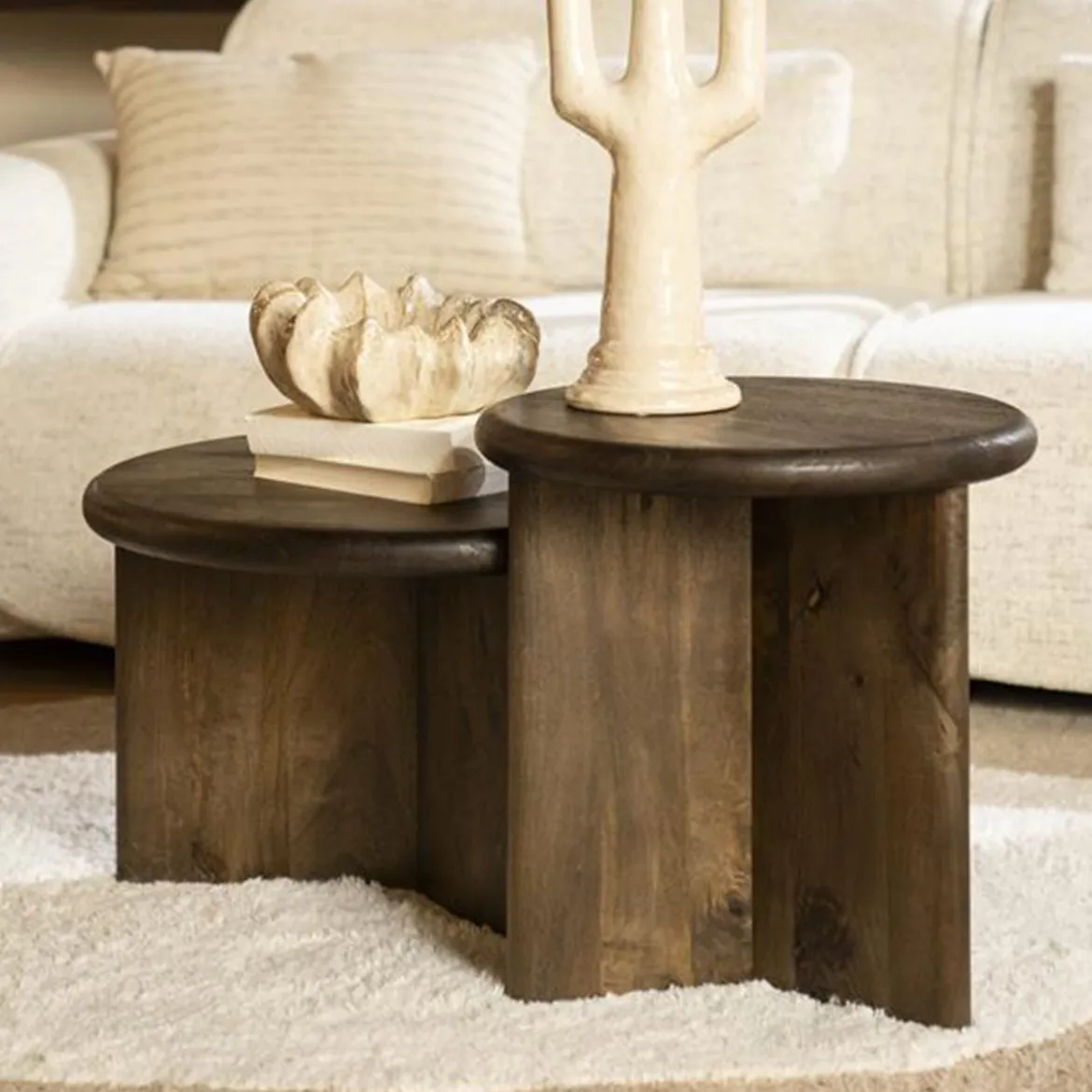 Ronde salontafel hout - By-Boo Leoti