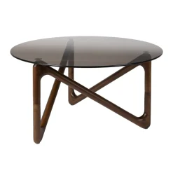 Ronde salontafel hout en glas - Dutchbone Naia