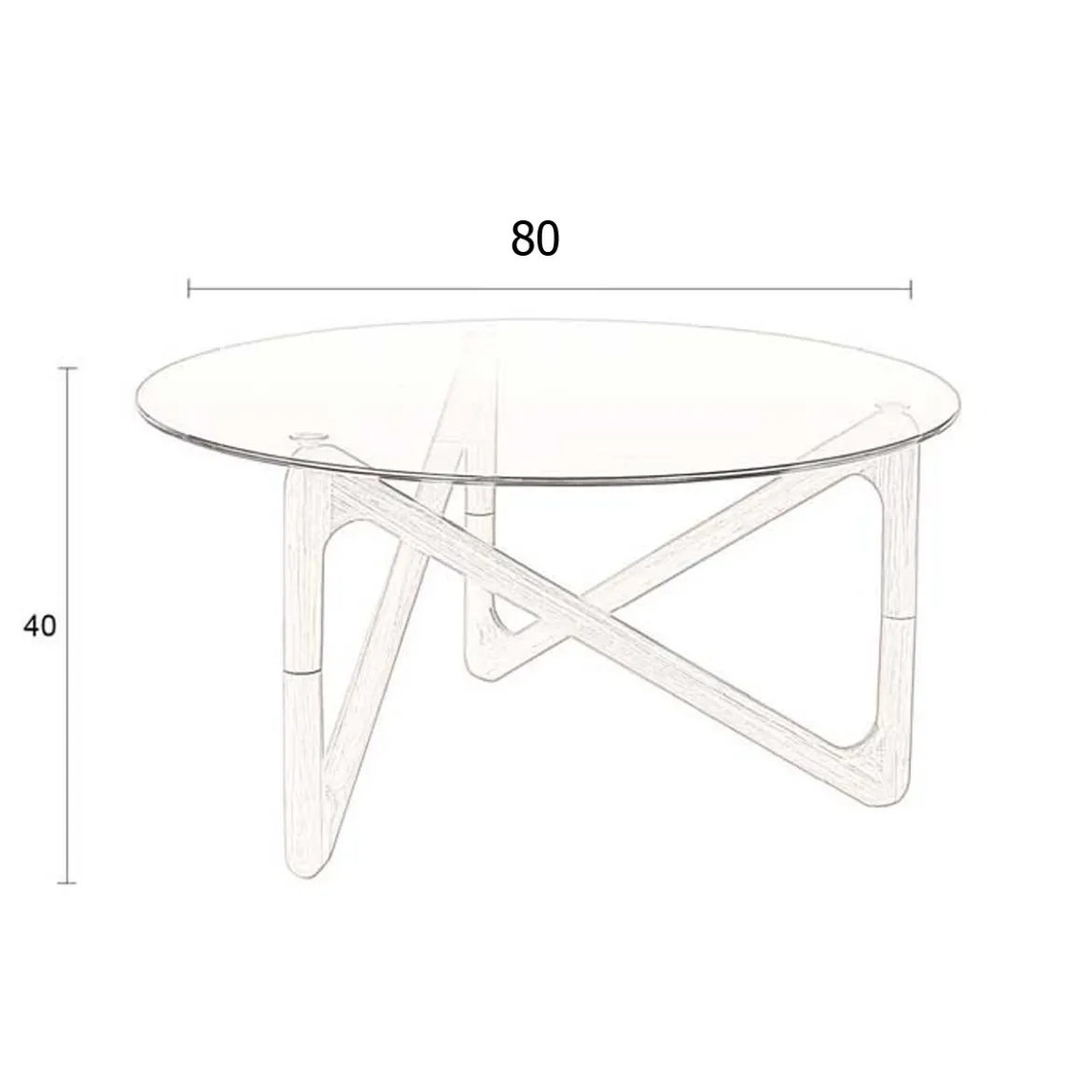 Ronde salontafel hout en glas - Dutchbone Naia