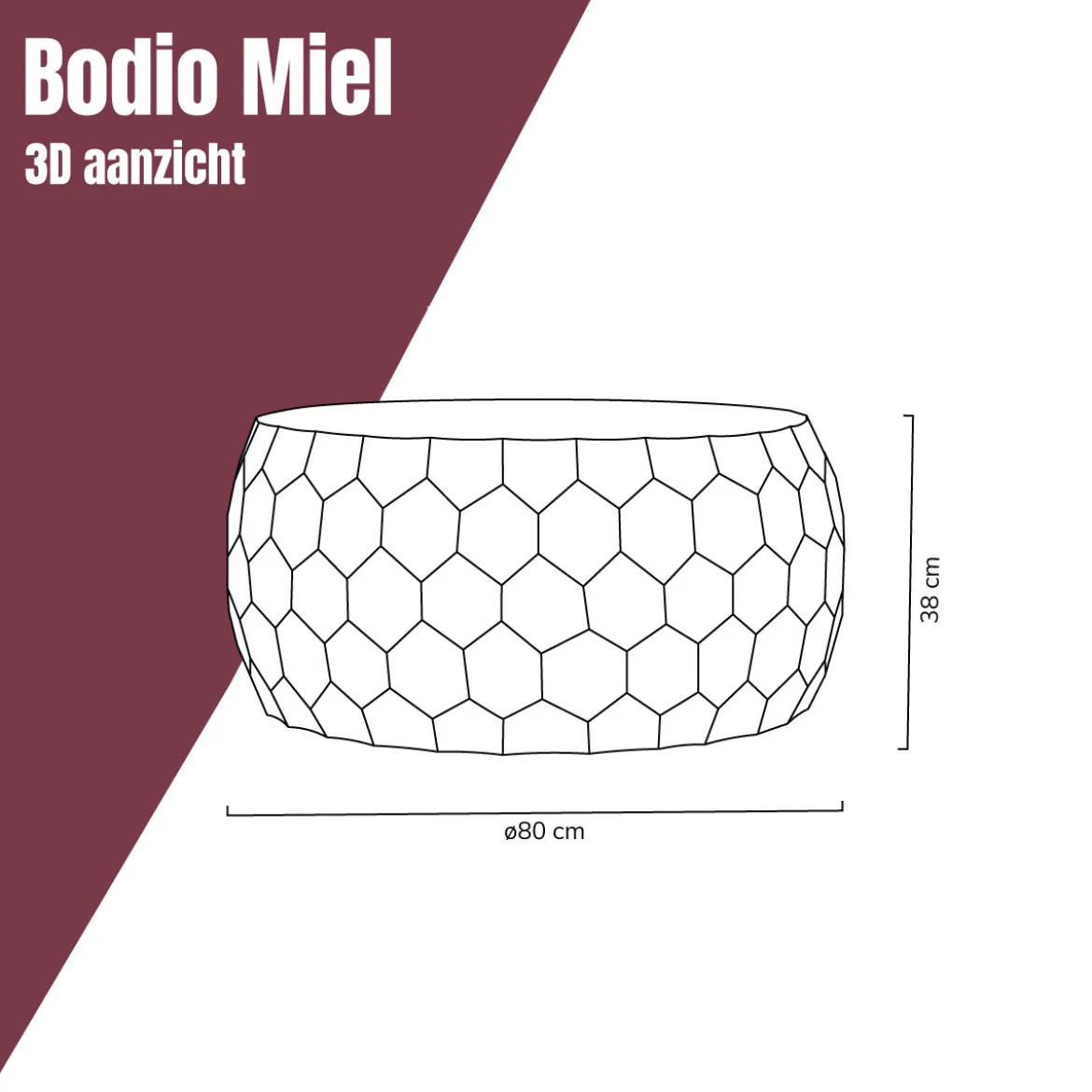 Ronde salontafel hout met patroon - Bodio Miel
