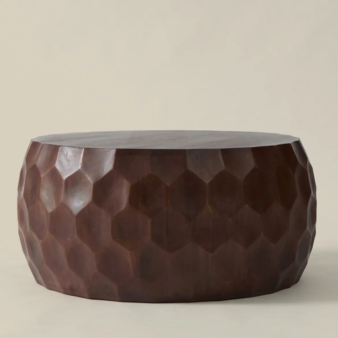 Ronde salontafel hout met patroon - Bodio Miel