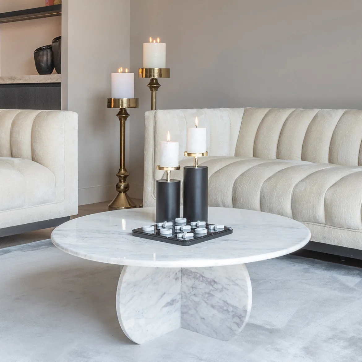 Ronde salontafel marmer wit - Richmond Interiors Holmes