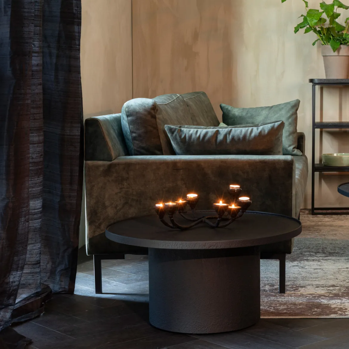 Ronde salontafel mat zwart - Dutchbone Winston
