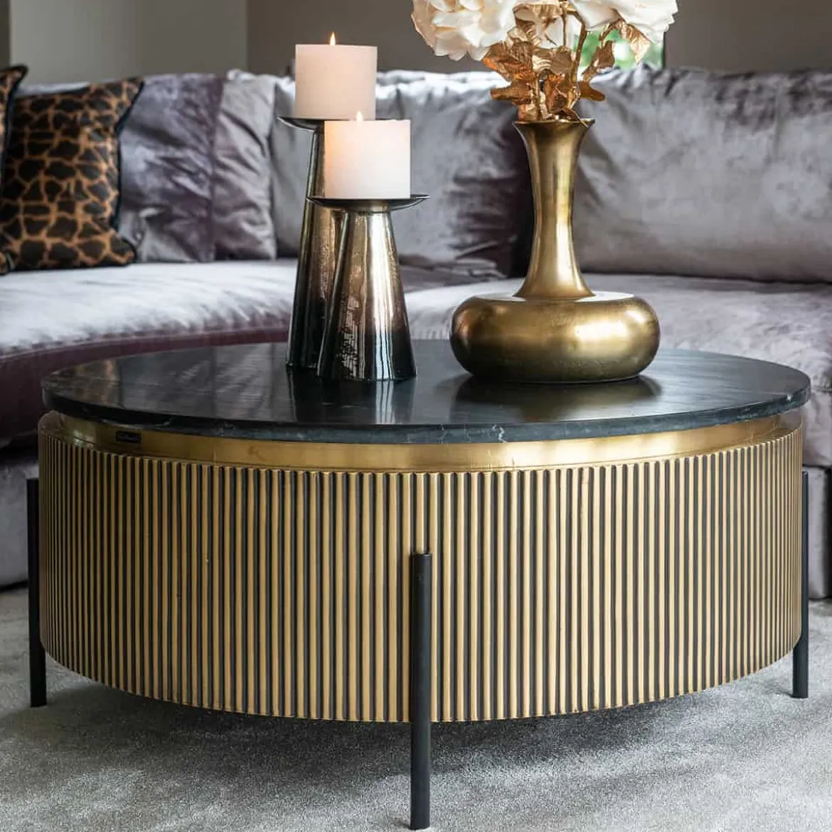 Ronde salontafel met marmer - Richmond Interiors Ironville