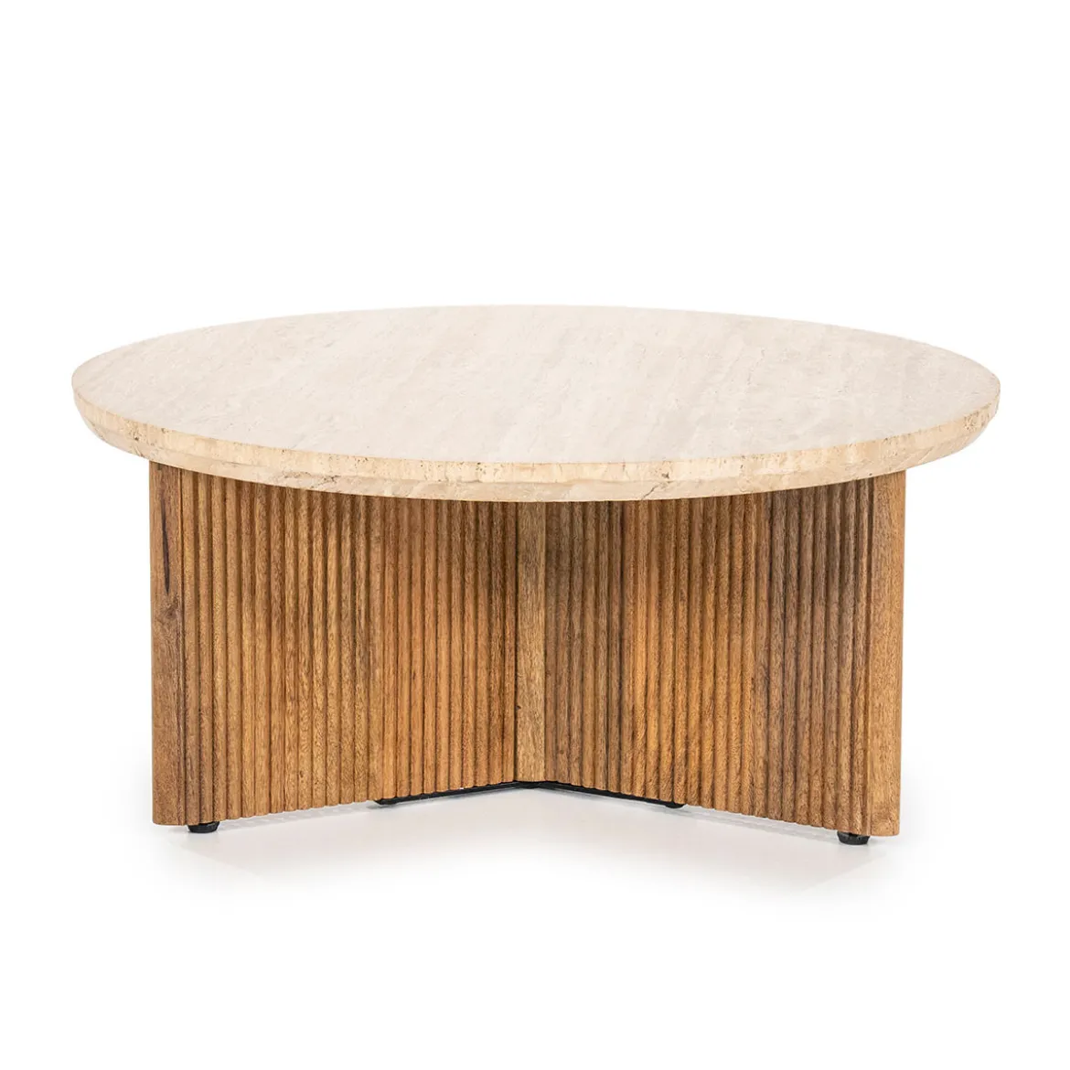 Ronde salontafel met travertin blad - Eleonora Sara