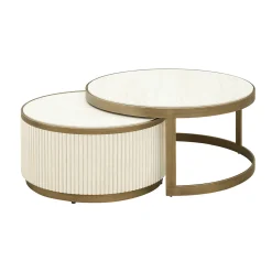 Ronde salontafelset beige goud - Richmond Interiors Tivoli
