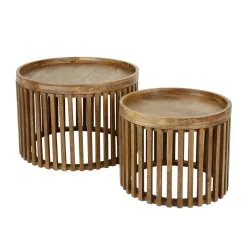 Ronde salontafel set mangohout - Giani Tweak