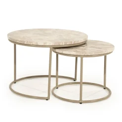 Ronde salontafelset marmer - By-Boo Alvar