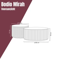 Ronde salontafel set ribbel hout - Bodio Mirah