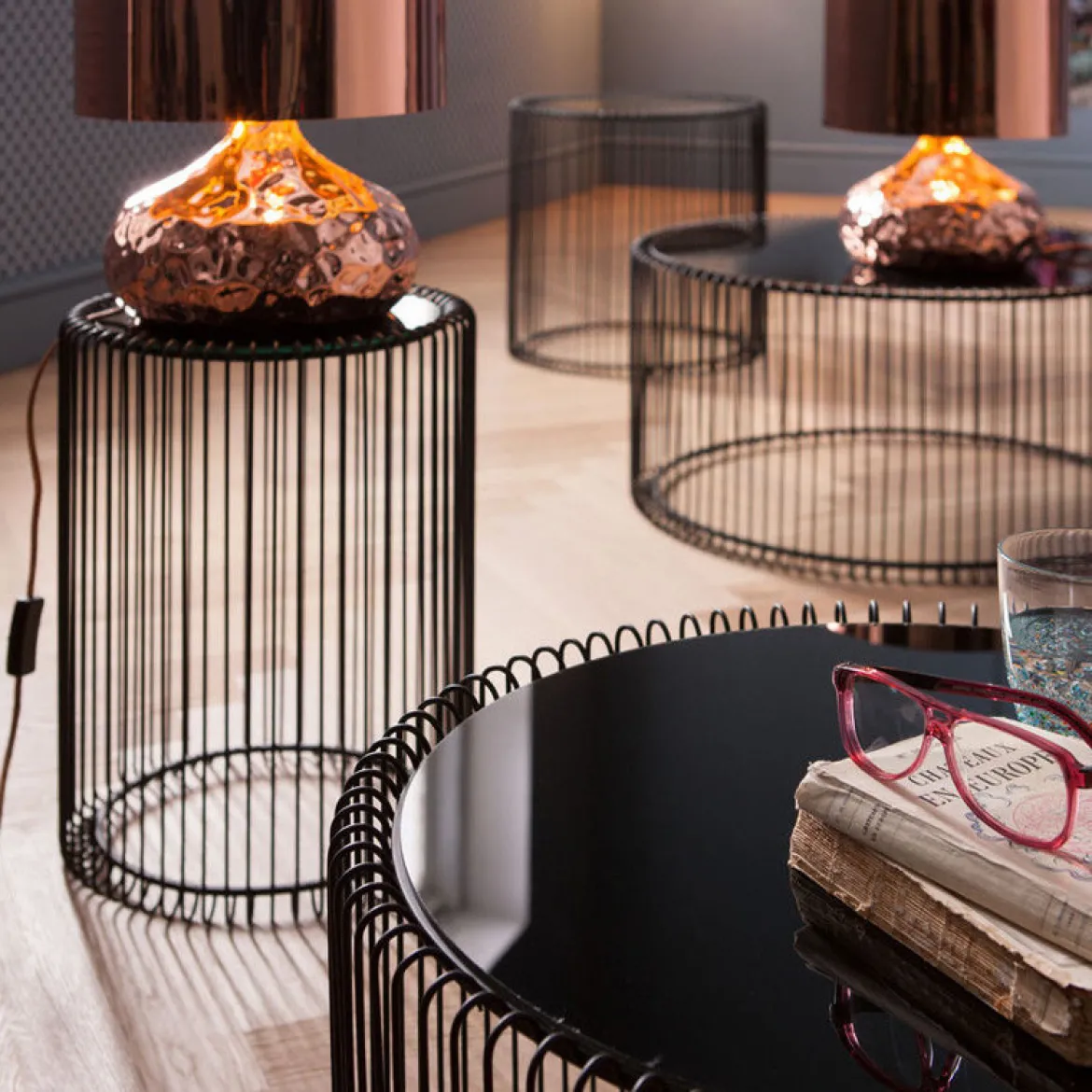 Ronde salontafelset staaldraad - Kare Design Wire