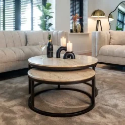 Ronde salontafel set travertin - Richmond Interiors Avalon