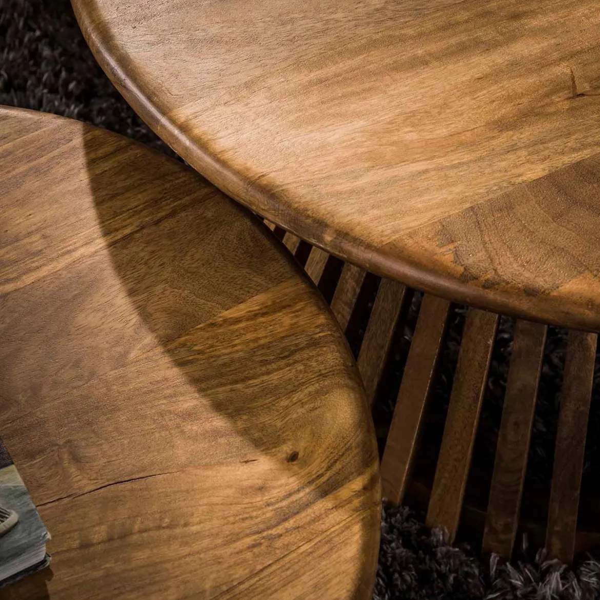 Ronde salontafel set van 2 mango - Giani Tweak