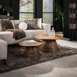 Ronde salontafel set van 2 mango - Giani Tweak