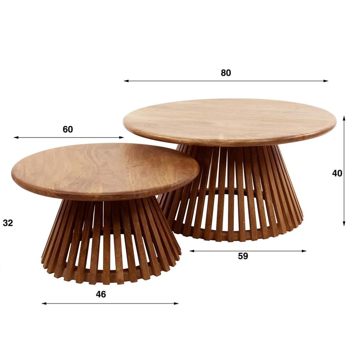 Ronde salontafel set van 2 mango - Giani Tweak