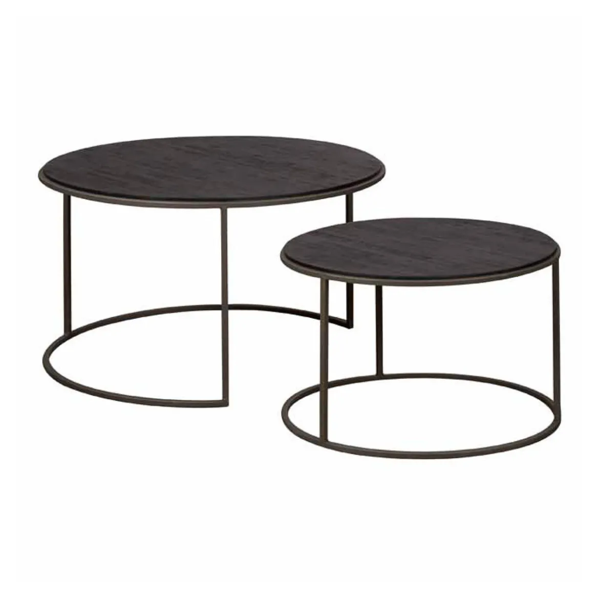 Ronde salontafel set zwart teak - Tower Living Spello