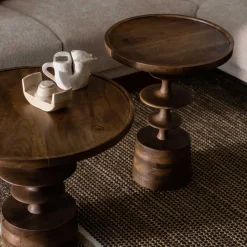 Ronde salontafel walnoot - Dutchbone Cath Walnut