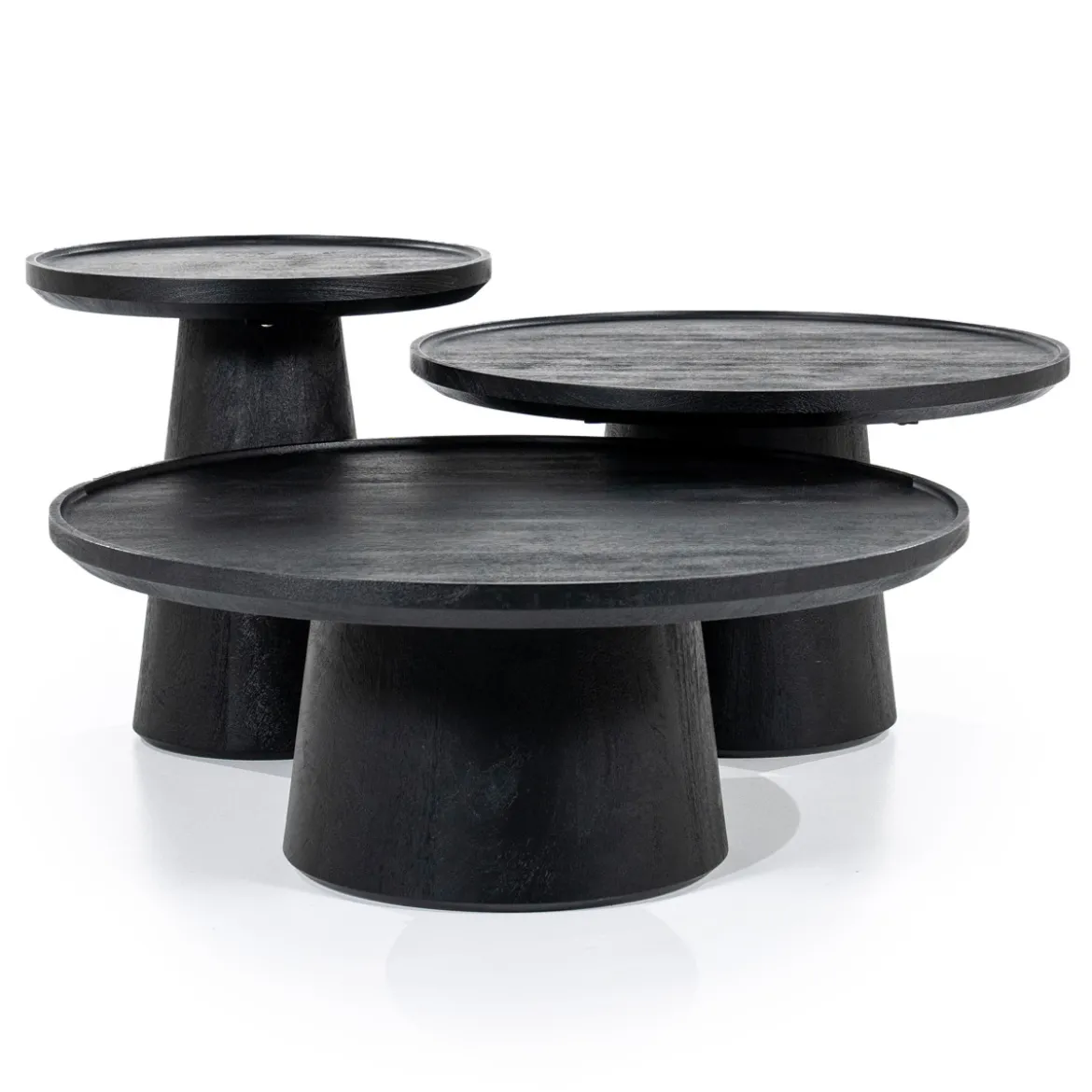 Ronde salontafel zwart mangohout - Eleonora Ron