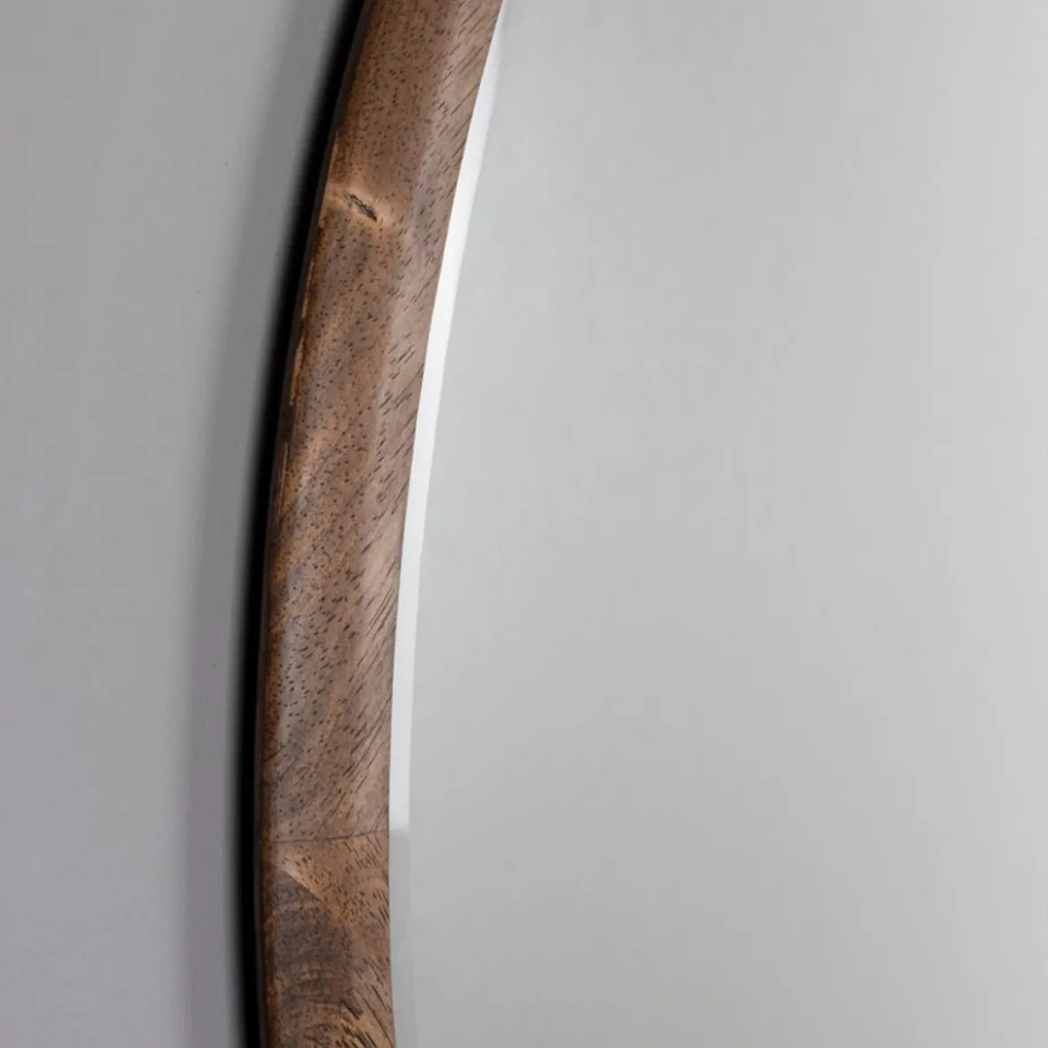 Ronde spiegel walnoot - Dutchbone Gale