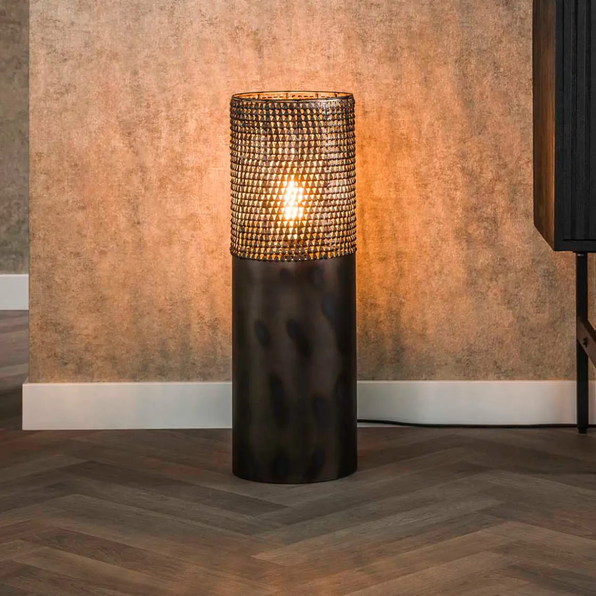 Ronde vloerlamp zwartbruin metaal - Santa Cilinder