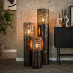Ronde vloerlamp zwartbruin metaal - Santa Cilinder