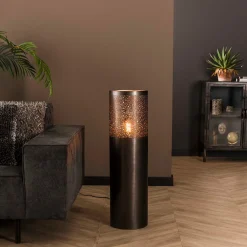 Ronde vloerlamp zwart nickel - Santa Cilinder Nickel
