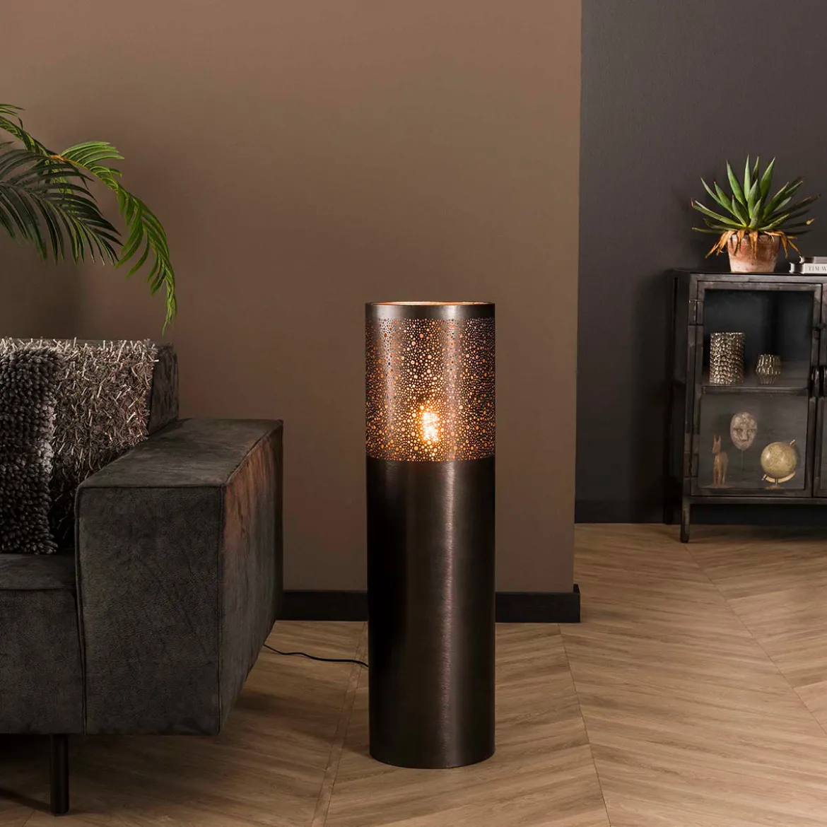 Ronde vloerlamp zwart nickel - Santa Cilinder Nickel
