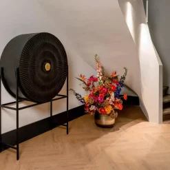 Ronde wandkast zwart met goud - Richmond Interiors Feda