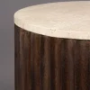 Rond nachtkastje ribbelhout en marmer - Dutchbone Marlow